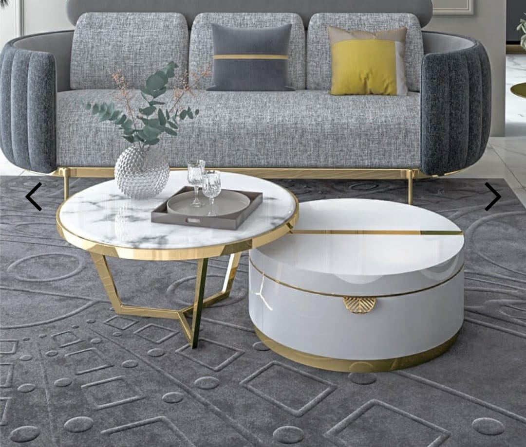 Centre Table with Storage Box, Gold and Pink