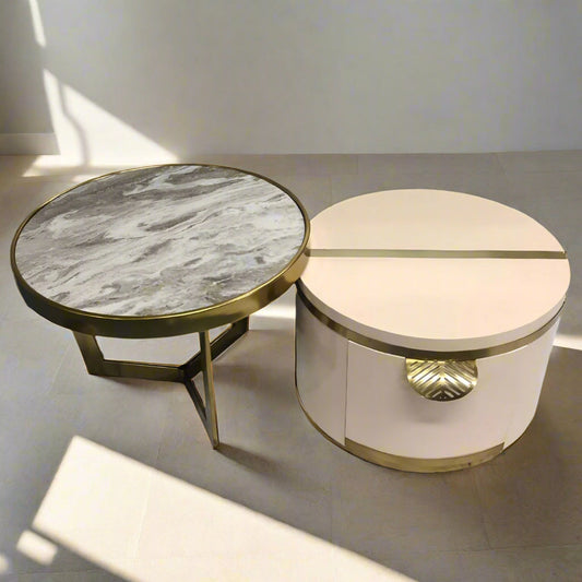 Centre Table With Storage Box, Beige