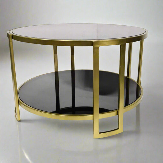 Iron Center Table with Glass Top, Bold and Black