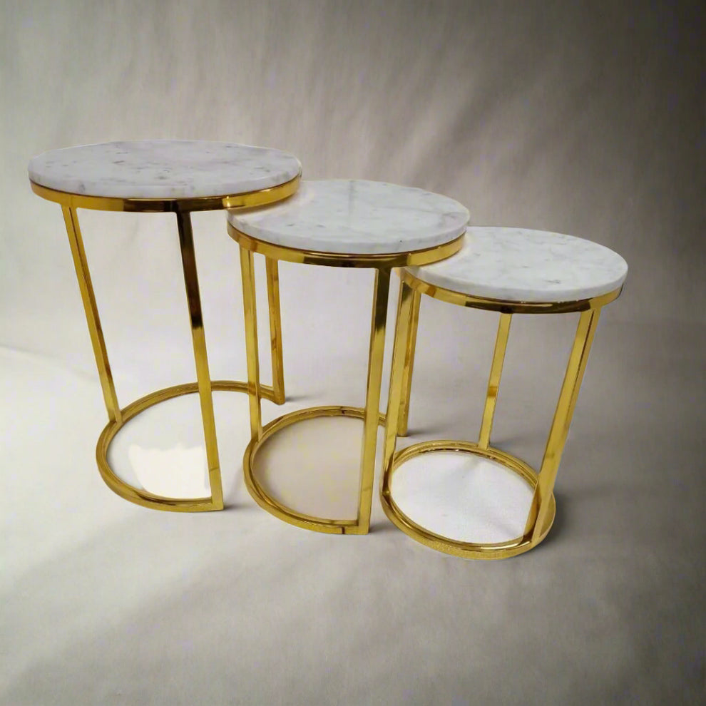 PC Home Decor | Set of 3 Nesting Round Table Set, Gold