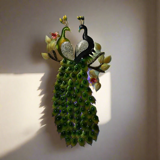 Two Face Elegant Metal Peacock With LED For Home Décor