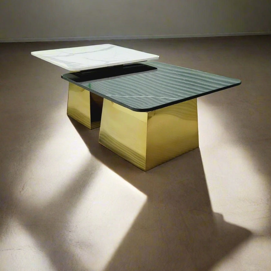 Pop-Star Square Nesting Centre Table With Marble Stone