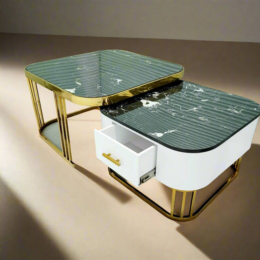Square Nesting Centre Table With Storage Drawer