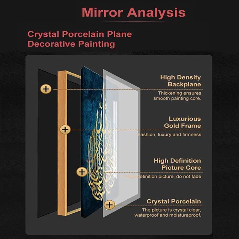 Modern Crystal Painting Set with Metal Framing Set of 3, Frame, Crystal & Glass Work - 16x24 & 32x24 Inches