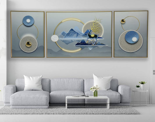 Modern Crystal Glass Painting ( Set of 3 )