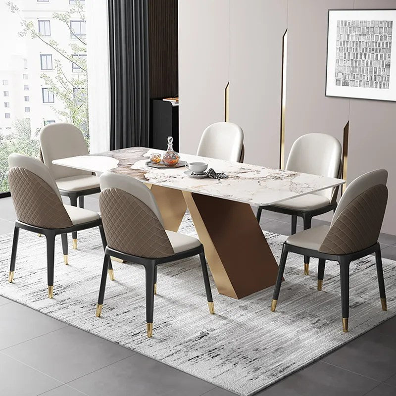 Luxury Modern Rectangle White Marble Dining Table