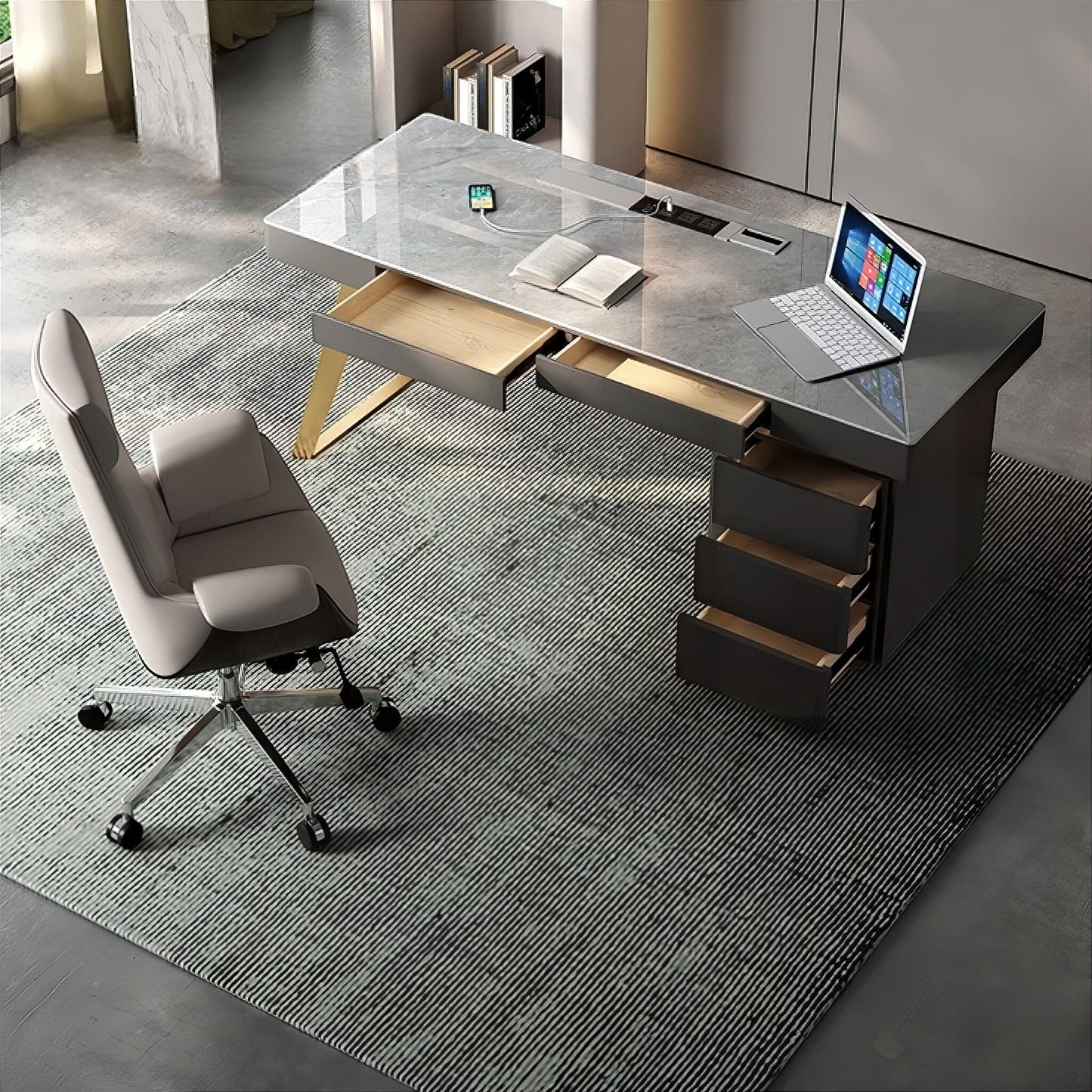 Modern Office Table With 5 Drawers