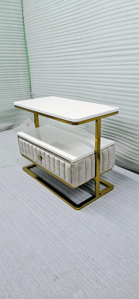 Stainless Steel Side Table With Drawer