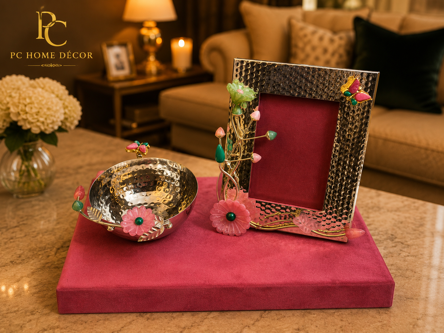 Floral Gifting Photo Frame With Bowl Set