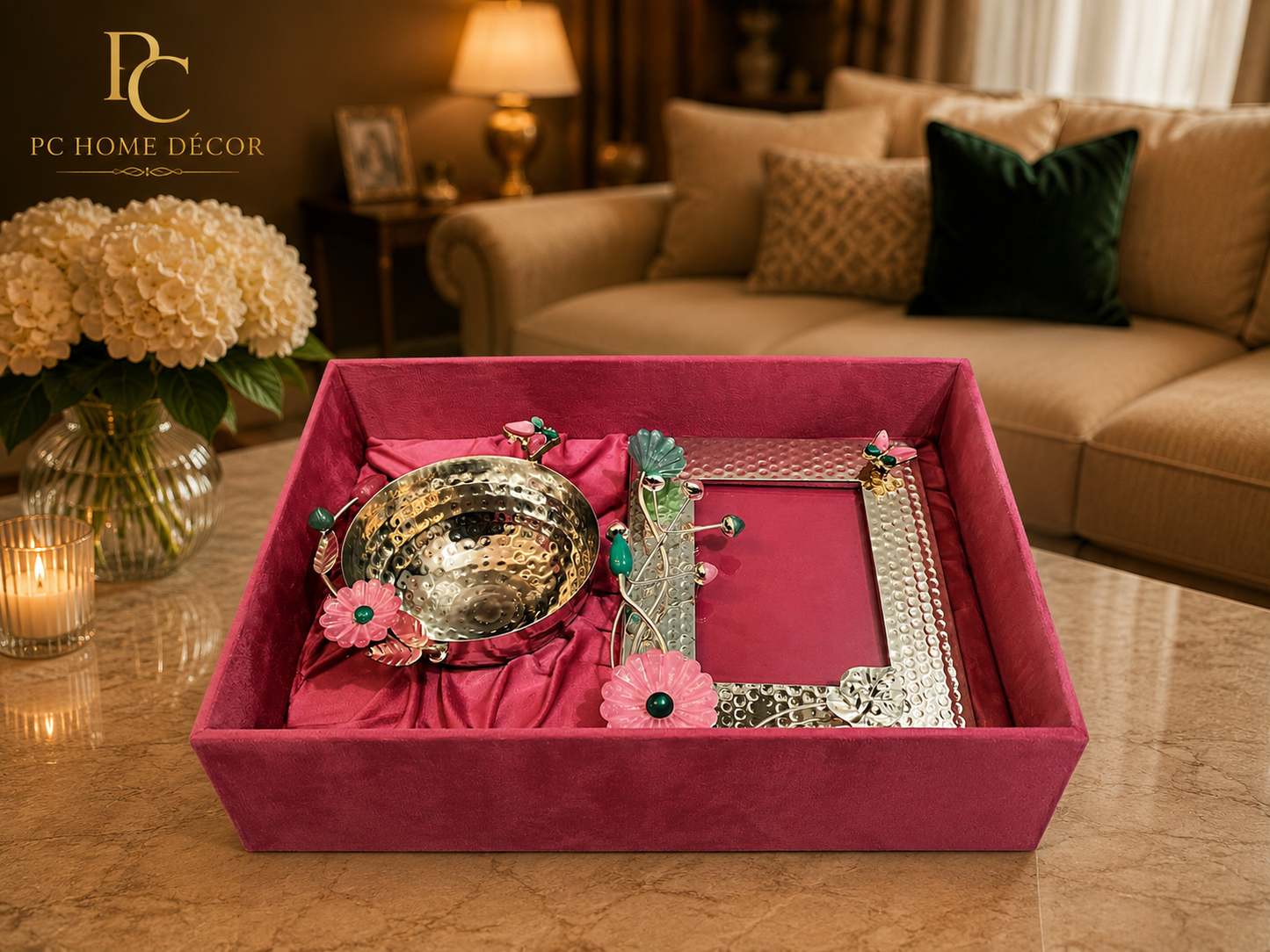 Floral Gifting Photo Frame With Bowl Set