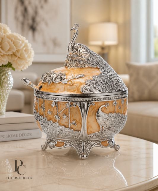 Royal German Silver Peacock Designer Bowl with Spoon