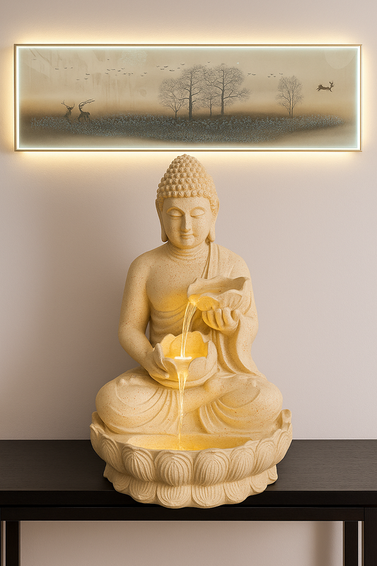 Two Bowl Lotus Buddha Water Fountain, 2.5 feet