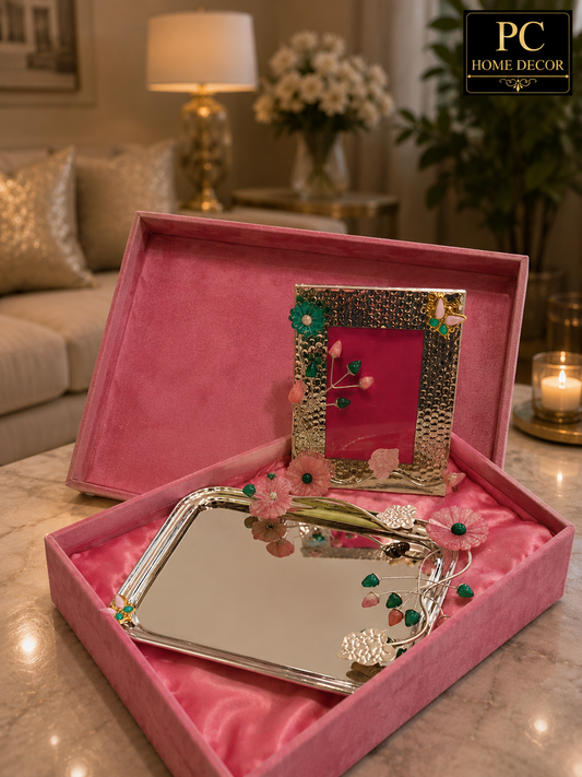 Elegant Floral Frame With Tray