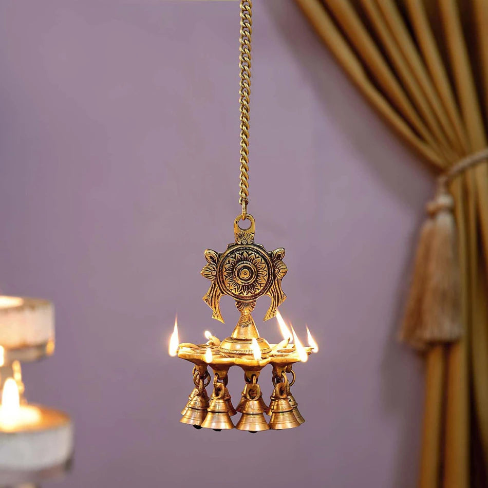 Brass Shankh Chakra lamp