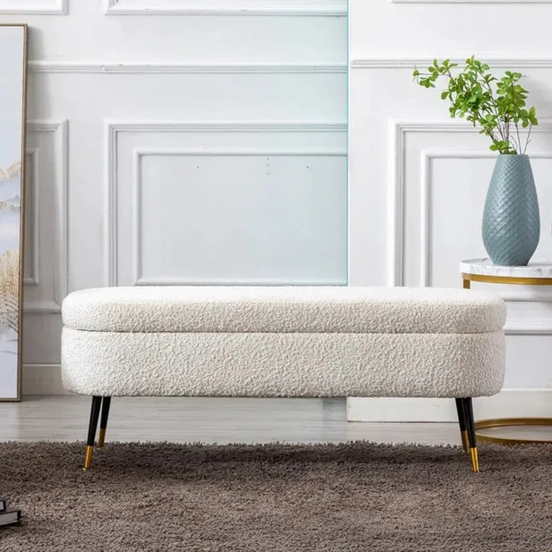 Modern Channel-Tufted Upholstered Daybed Bench with Bolster Cushion – Gold Stainless Steel Legs (48" × 20" × 18")