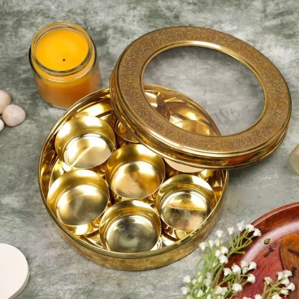 Brass Masala box- Organize and Elevate Your Spice Collection with Style