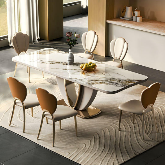 Lotus Shape Elegant Dinning Table With 6 chairs