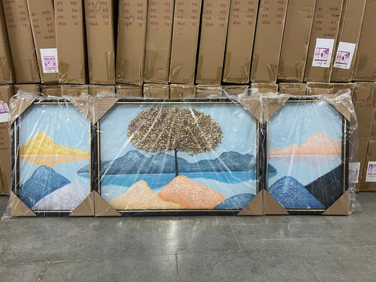 3D Golden Tree Crystal Wall Decor , Set of 3