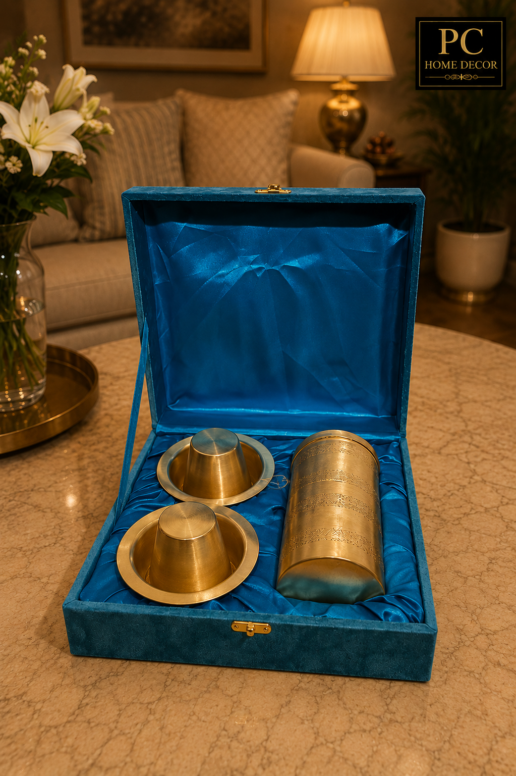 Pure Brass Coffee Filter & Darbar Cup Set