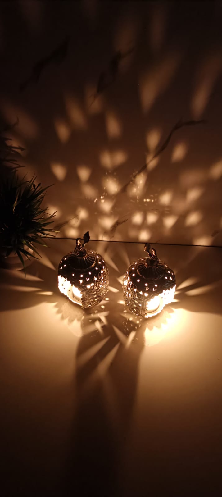 German Silver Plated T-light With Velvet Box, Set of 2 pcs