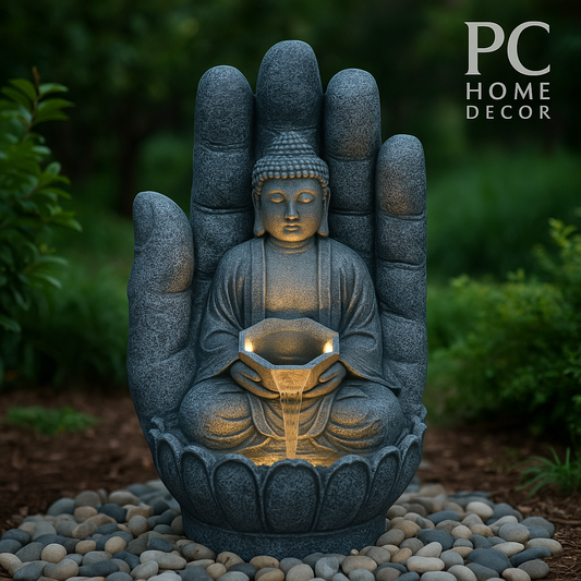 PC Home Decor | Hand of Buddha Fountain, Grey