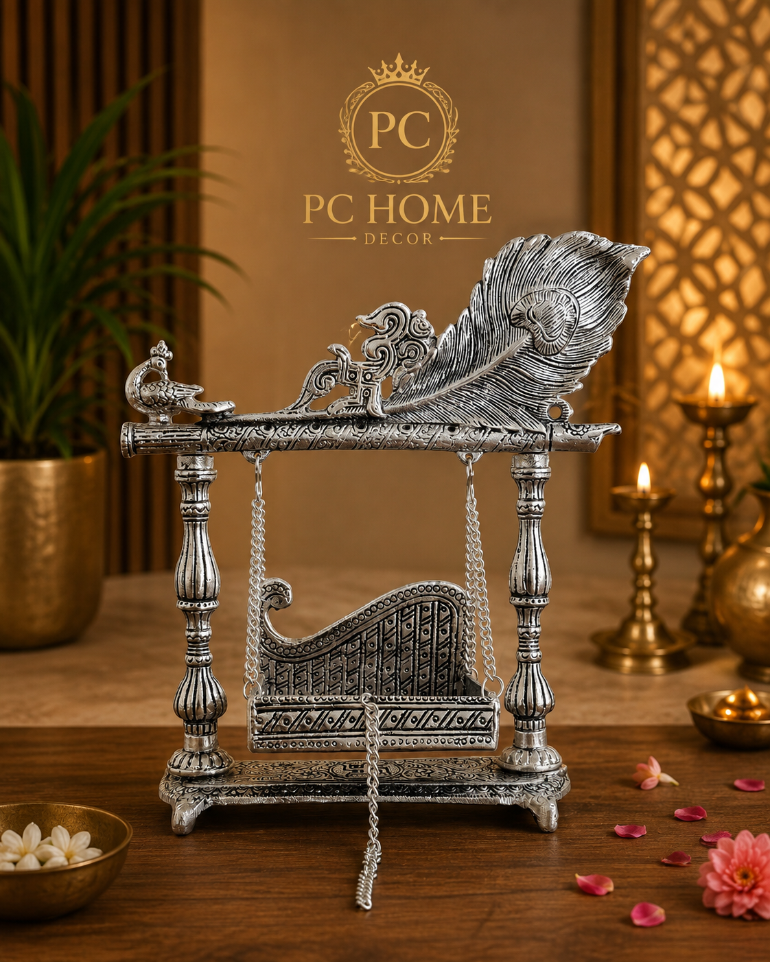 Peacock and Pank Basuri Laddu Gopal Jhula