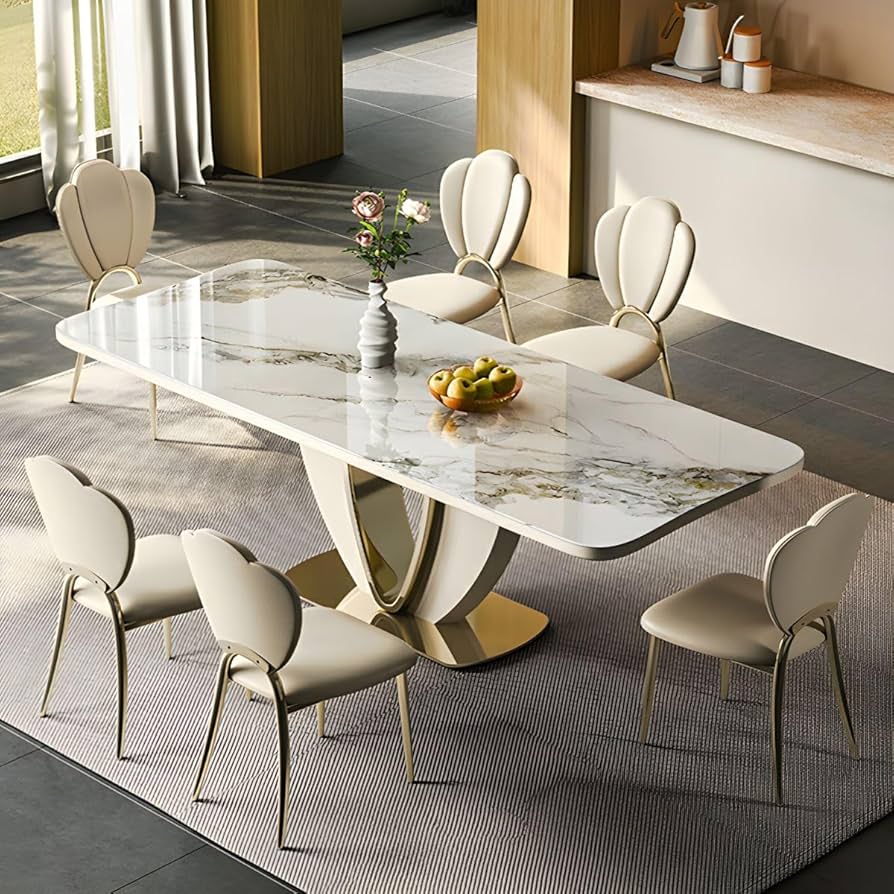 Lotus Shape Elegant Dinning Table With 6 chairs