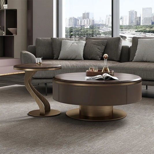 Modern Wooden Top Coffee Table Set (Set of 2)