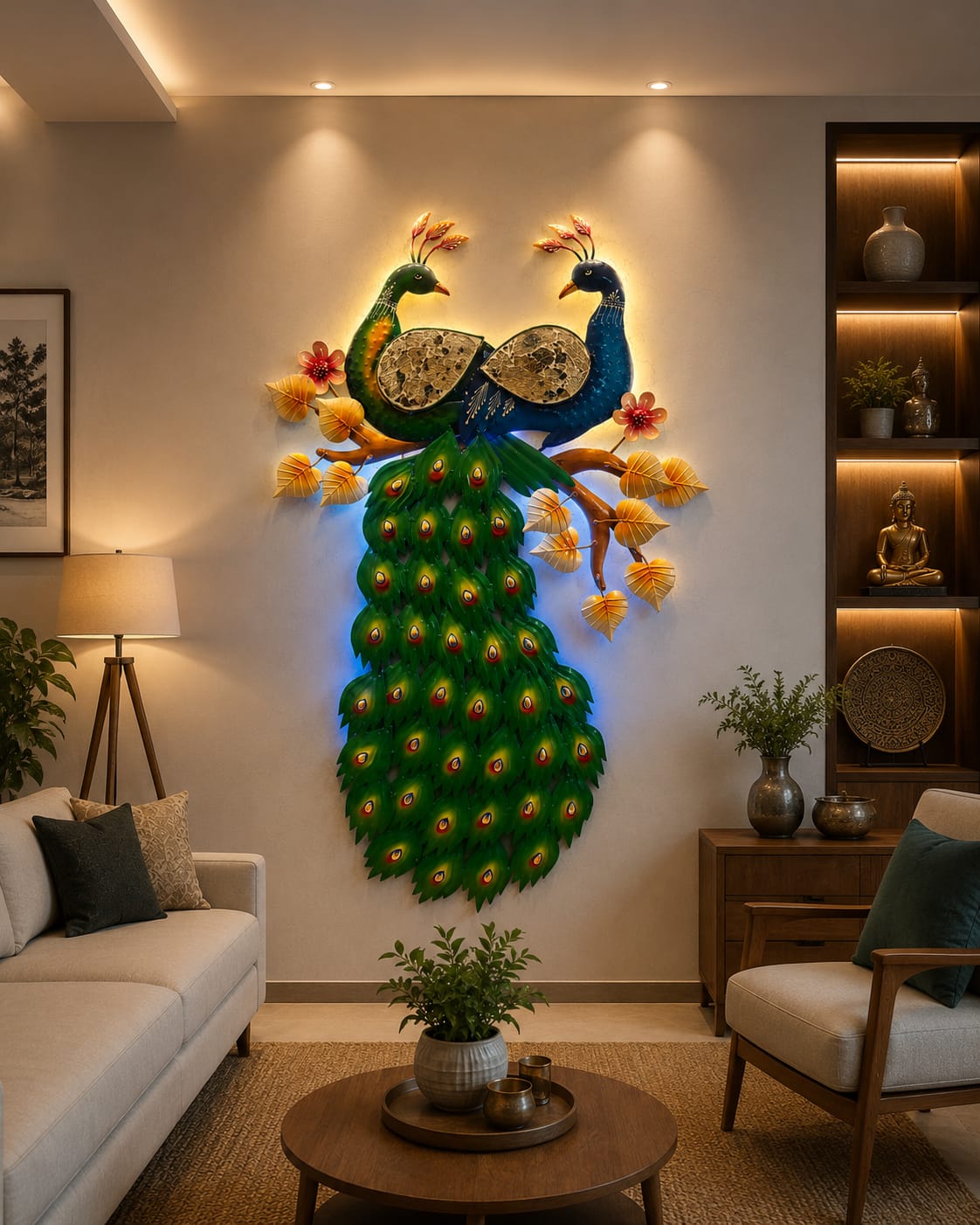 Metal Two Faces Wall Decor With LED