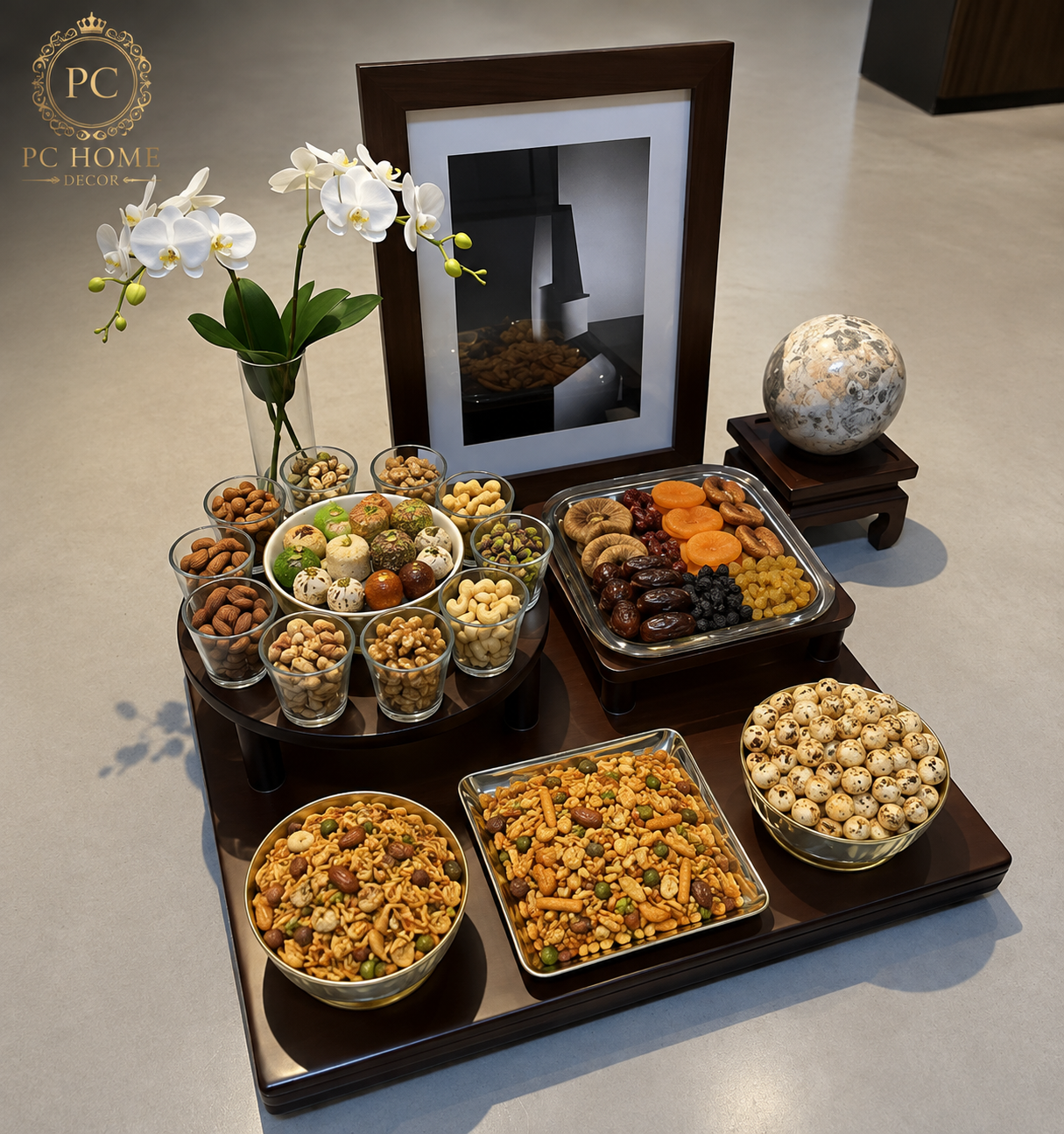 Serve With Style Revolving Platter Serving Tray | Multi-Tier Display Stand for Snacks, Dry Fruits & Chaat