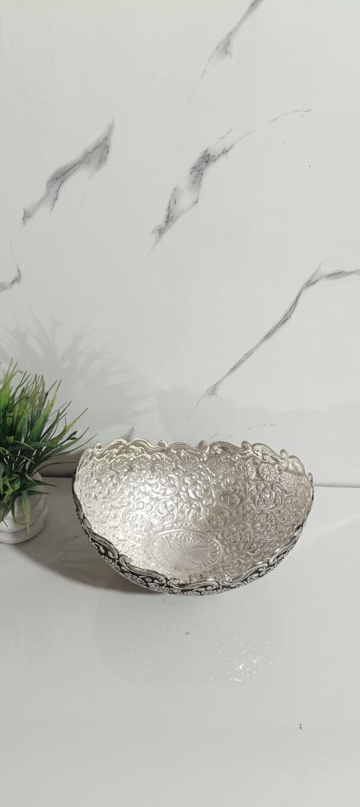 Antique finished Hand made heavy carving fruits bowl