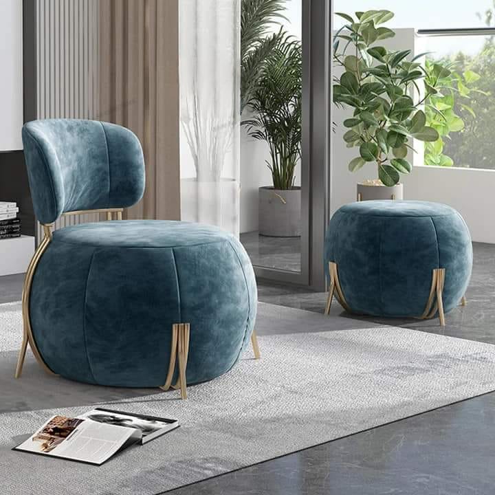 Accent Chair With Foot Rest Modern Luxury Armchair Gold Metal Frame