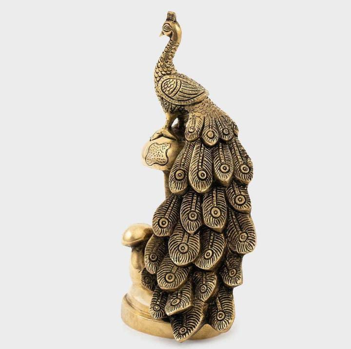 Brass Peacock on Mashroom Set