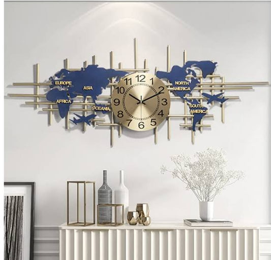 World Map Clock Wall Decor