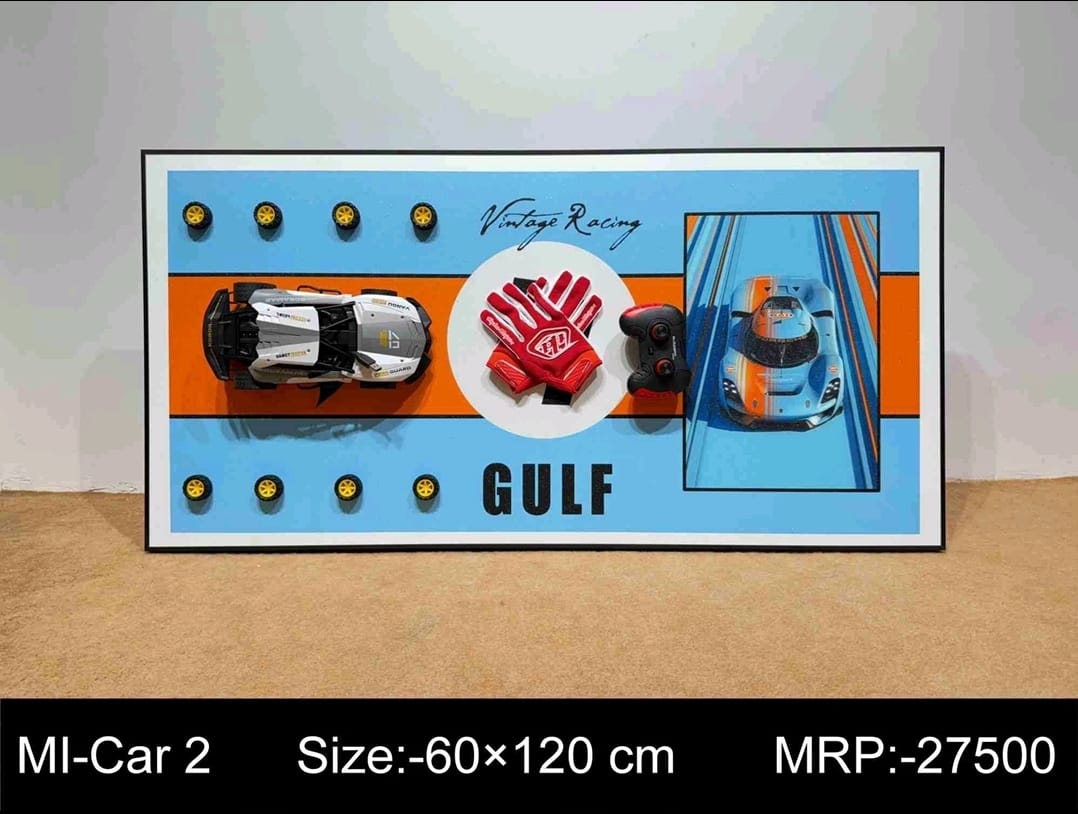 Gulf Vintage Racing 3D Wall Frame with RC Car (24×48 inch)
