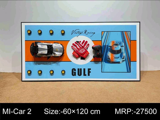 Gulf Vintage Racing 3D Wall Frame with RC Car (24×48 inch)