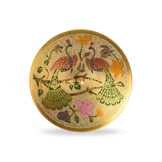 Royal Peacock Meenakari Brass Masala Box