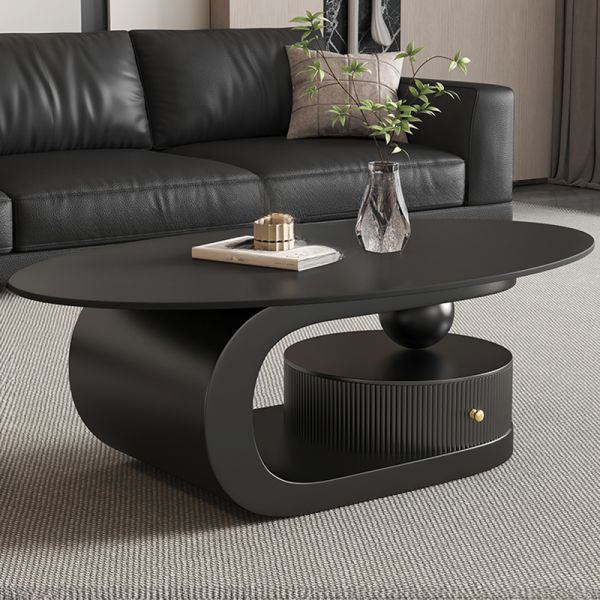 Modern Dual-Tone Coffee Table Set with Drawer & Marble Finish Top – Contemporary Living Room Centerpiece