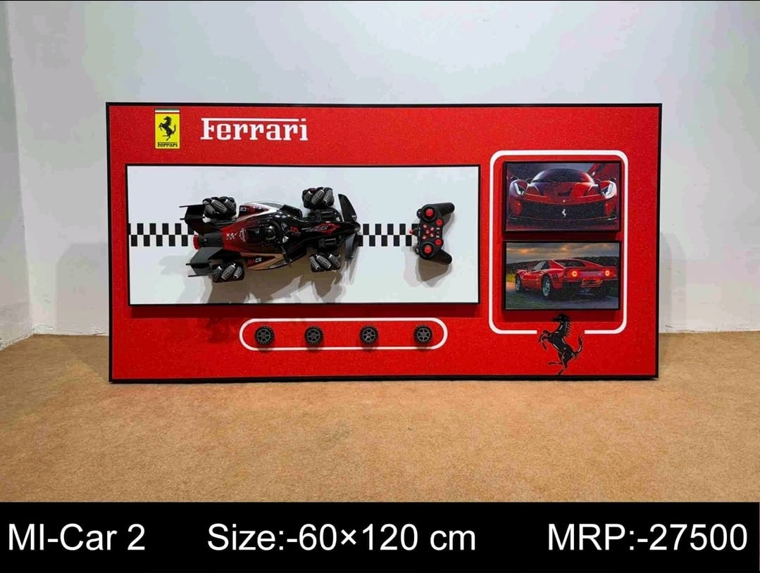 Imported 3D Wall Art with RC Car – Gulf Vintage Racing Theme (24×48 inches)