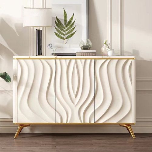Premium Storage Waves Pattern Console Table For Entryway