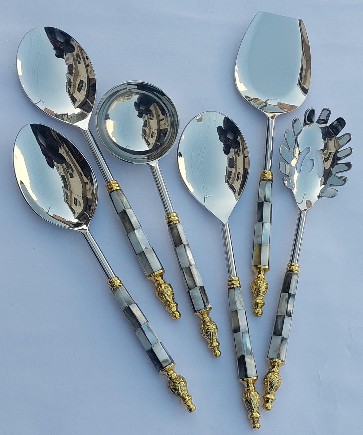 Luxury 6-Piece Stainless Steel Serving Spoon & Utensil Set