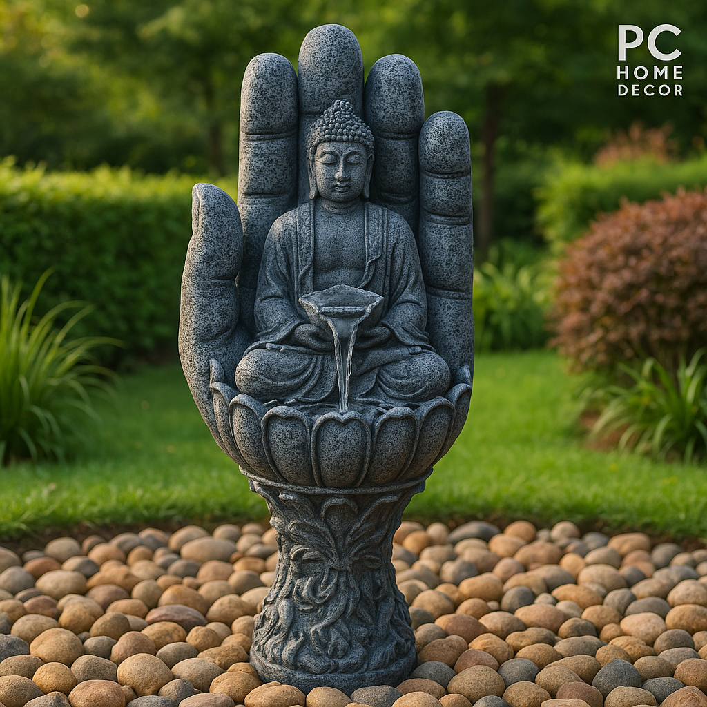 PC Home Decor |Hand Buddha Fountain, Grey