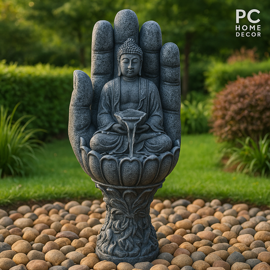 PC Home Decor |Hand Buddha Fountain, Grey