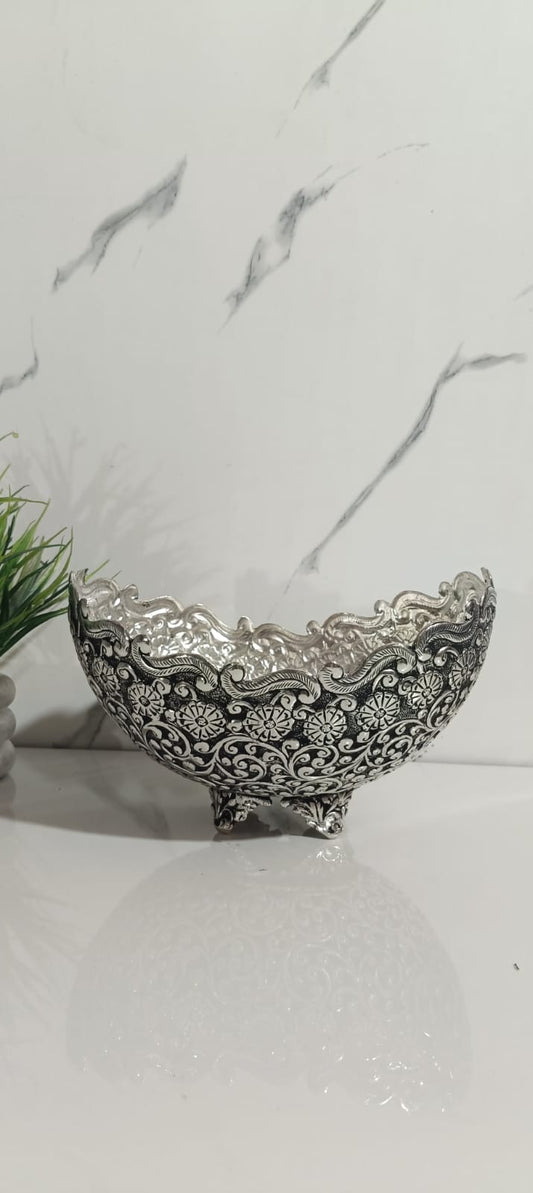 Antique finished Hand made heavy carving fruits bowl