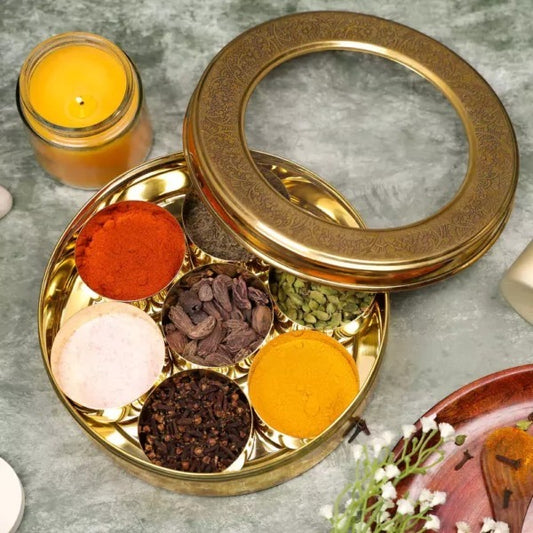 Brass Masala box- Organize and Elevate Your Spice Collection with Style