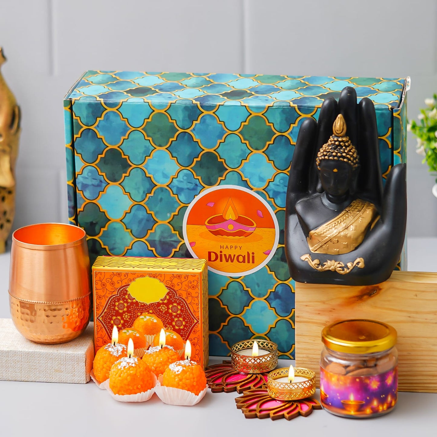 Buddha Hath with Dryfruit Diwali Gift Hamper