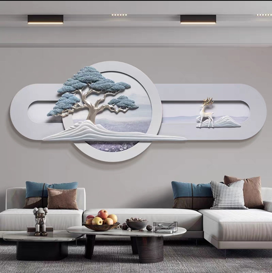 The Tranquil Pine & Deer – 3D Resin Wall Decor