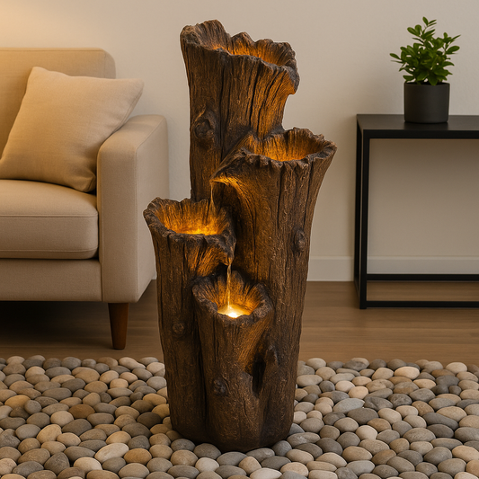 Rustic LED Tree Trunk Fountain for Living Room Decor,4 feet