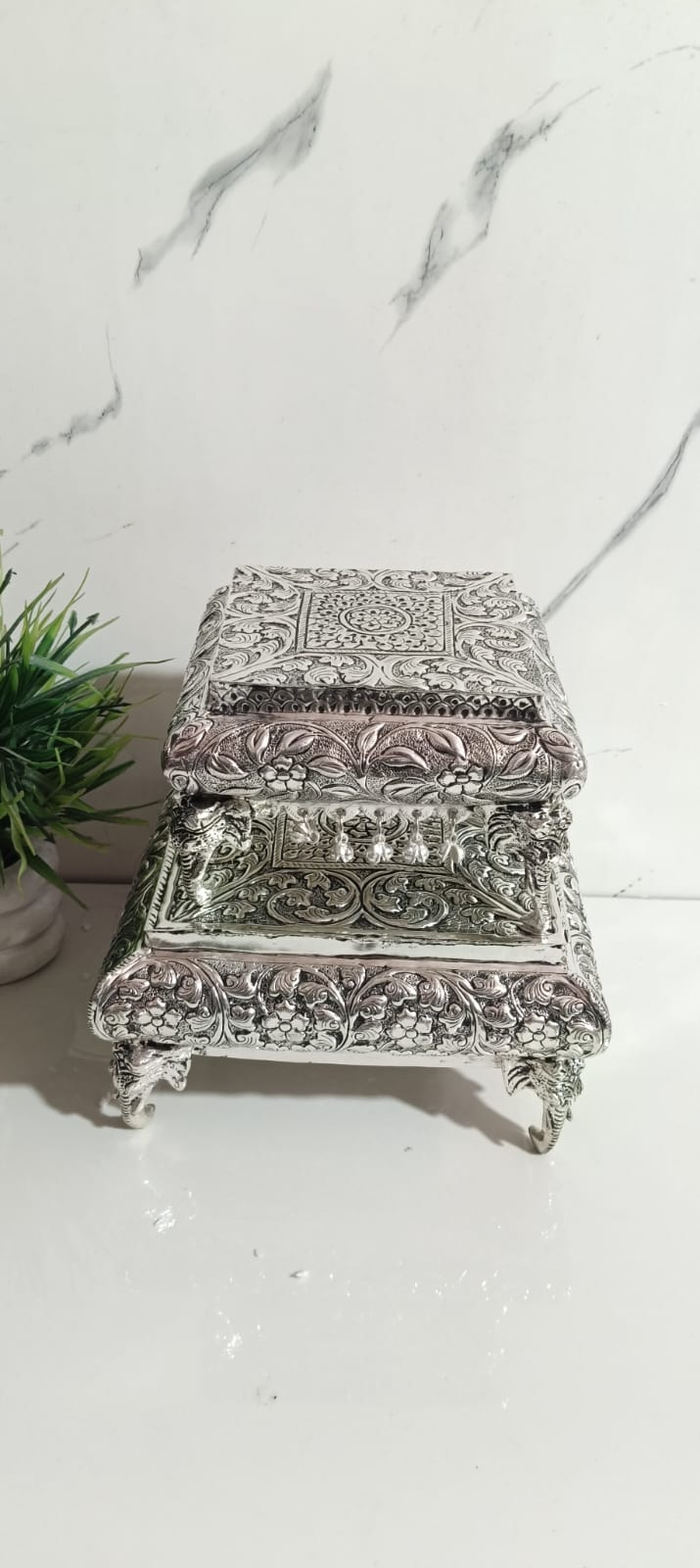 German Silver Chowki With Elephant Legs