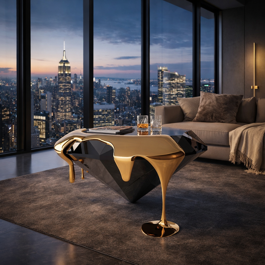 Ultra-Luxury Black Diamond Drip Centre Table – Stainless Steel